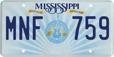 MS license plate MNF759