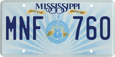 MS license plate MNF760