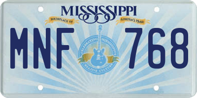 MS license plate MNF768