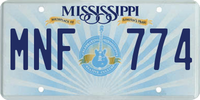 MS license plate MNF774