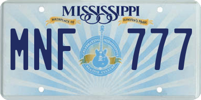 MS license plate MNF777