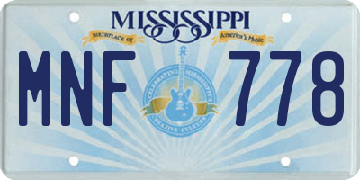 MS license plate MNF778