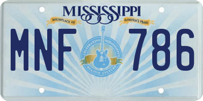 MS license plate MNF786