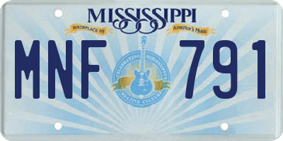 MS license plate MNF791