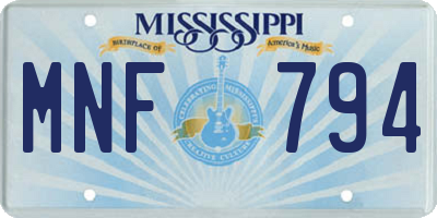 MS license plate MNF794