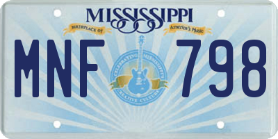MS license plate MNF798