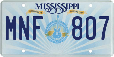 MS license plate MNF807