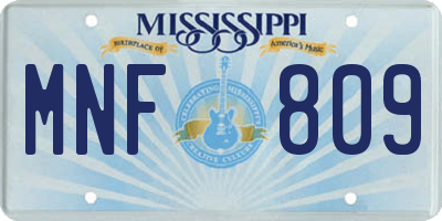 MS license plate MNF809