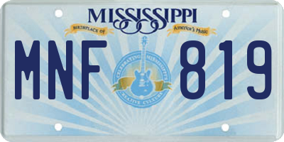 MS license plate MNF819