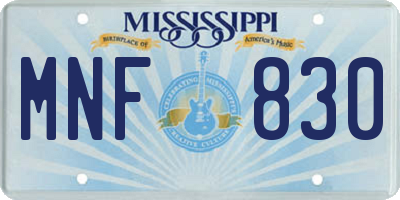 MS license plate MNF830