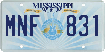 MS license plate MNF831