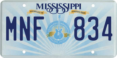 MS license plate MNF834
