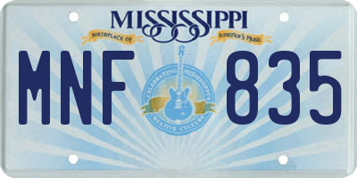 MS license plate MNF835