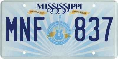 MS license plate MNF837