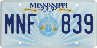 MS license plate MNF839