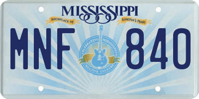 MS license plate MNF840