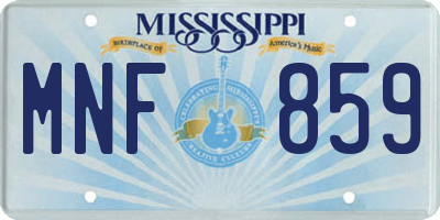 MS license plate MNF859