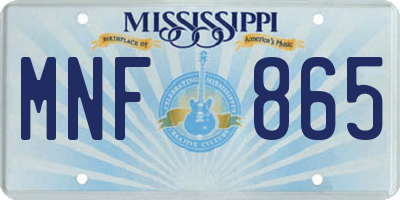 MS license plate MNF865