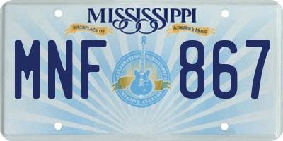 MS license plate MNF867
