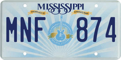 MS license plate MNF874
