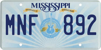 MS license plate MNF892