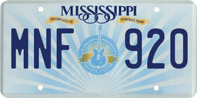 MS license plate MNF920