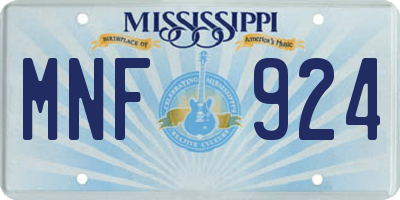 MS license plate MNF924