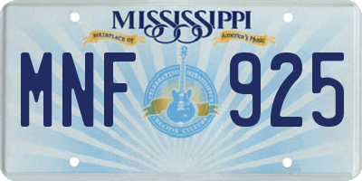 MS license plate MNF925