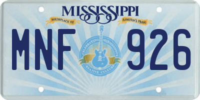 MS license plate MNF926