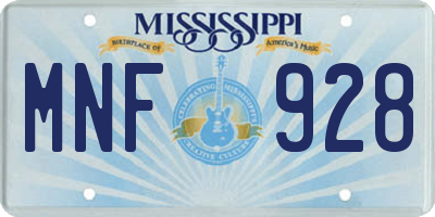 MS license plate MNF928