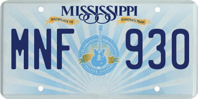 MS license plate MNF930