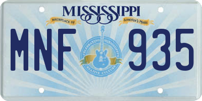 MS license plate MNF935