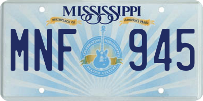 MS license plate MNF945