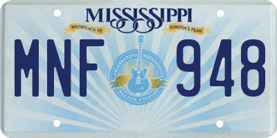 MS license plate MNF948