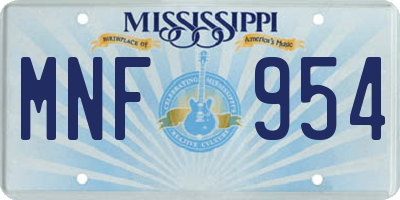MS license plate MNF954