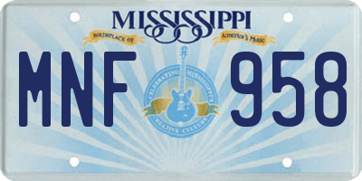MS license plate MNF958