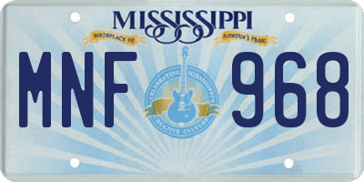 MS license plate MNF968