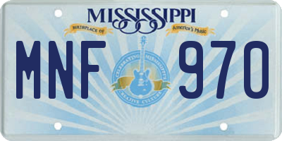 MS license plate MNF970