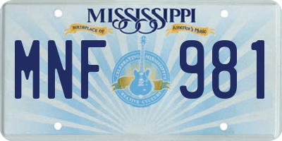 MS license plate MNF981