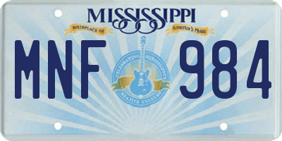 MS license plate MNF984