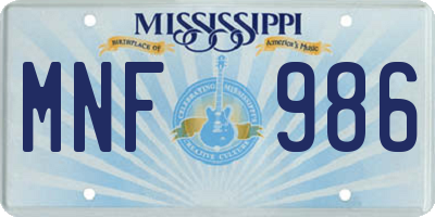 MS license plate MNF986