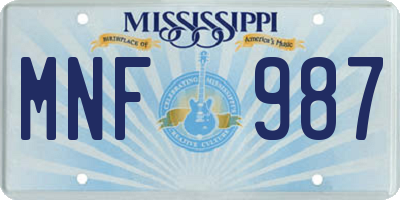 MS license plate MNF987