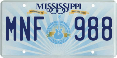 MS license plate MNF988