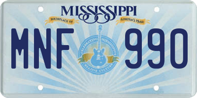 MS license plate MNF990