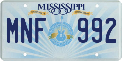 MS license plate MNF992