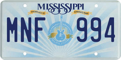 MS license plate MNF994