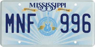 MS license plate MNF996