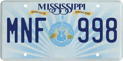 MS license plate MNF998