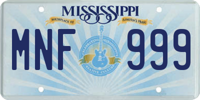 MS license plate MNF999