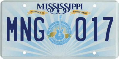 MS license plate MNG017